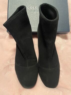 Cole Haan Black Suede Ankle Sock Booties